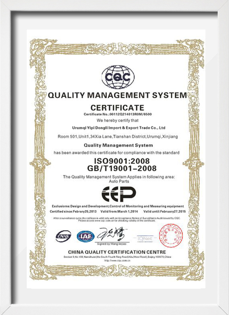 Piezas de autom&oacute;vil certificadas con gesti&oacute;n de calidad ISO 9001